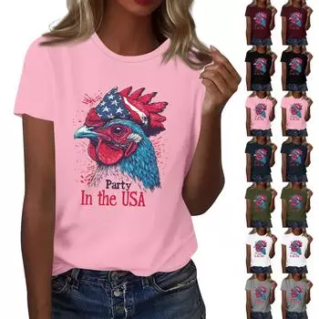 Женская повседневная футболка с круглым вырезом и коротким рукавом с принтом «День независимости» S