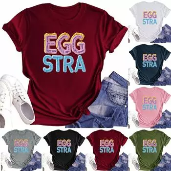 Женская повседневная футболка с круглым вырезом и короткими рукавами с принтом L армия зеленый