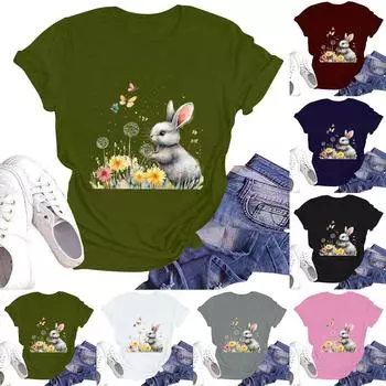 Женская повседневная футболка с круглым вырезом и коротким рукавом L армия зеленый