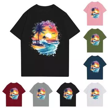 Женская повседневная футболка с круглым вырезом и короткими рукавами с принтом L армия зеленый