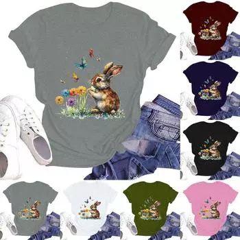 Женская повседневная футболка с круглым вырезом и коротким рукавом L винный