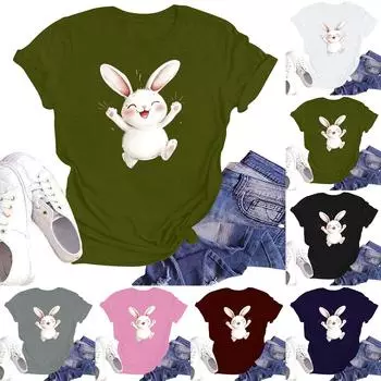 Женская повседневная футболка с круглым вырезом и короткими рукавами с принтом XL белый