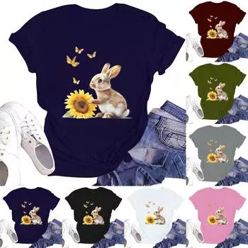 Женская повседневная футболка с круглым вырезом и коротким рукавом M белый