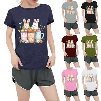 Женская повседневная футболка с круглым вырезом и короткими рукавами с принтом M