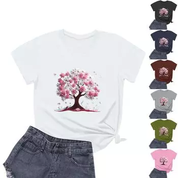 Женская повседневная футболка с круглым вырезом и короткими рукавами с принтом M