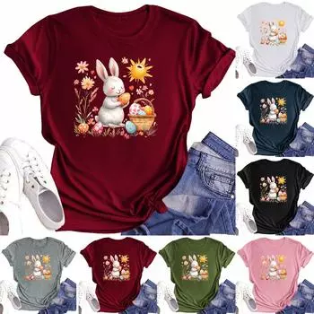 Женская повседневная футболка с круглым вырезом и короткими рукавами с принтом L