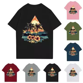 Женская повседневная футболка с круглым вырезом и короткими рукавами с принтом L армия зеленый