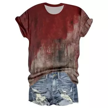 Женская повседневная футболка с круглым вырезом, принтом на Хэллоуин и коротким рукавом S