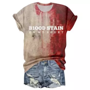 Женская повседневная футболка с круглым вырезом, принтом на Хэллоуин и коротким рукавом L