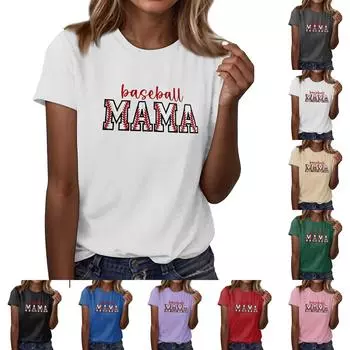 Женская повседневная футболка с принтом бейсбола, круглый вырез, пуловер, короткий рукав XXXL фиолетовый