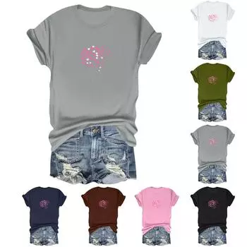 Женская повседневная футболка с принтом «Цветы и растения», свободная, с круглым вырезом, пуловер, короткий рукав M