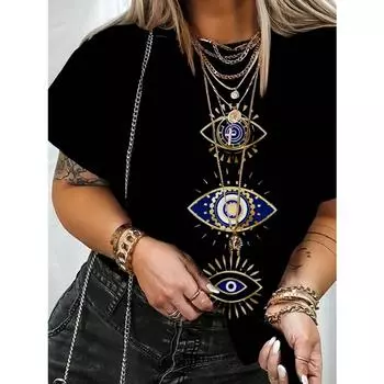 Женская повседневная футболка с принтом «Глаза» S