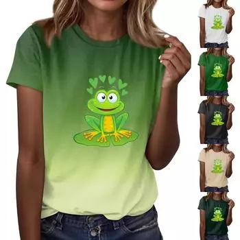 Женская повседневная футболка с принтом ко Дню Святого Патрика, круглый вырез, пуловер, короткий рукав, топ XXL белый