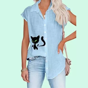 Женская повседневная футболка с принтом, летняя мода, тонкий топ, кардиган больших размеров, блузки с короткими рукавами S белый