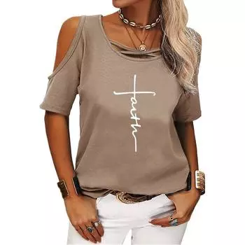 Женская повседневная футболка с принтом, летняя мода, топ с круглым воротником и коротким рукавом, пуловер, свободные блузки, женская футболка S чёрный