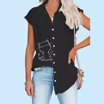 Женская повседневная футболка с принтом, летняя мода, тонкий топ, кардиган больших размеров, блузки с короткими рукавами S белый