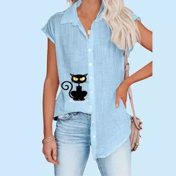 Женская повседневная футболка с принтом, летняя мода, тонкий топ, кардиган больших размеров, блузки с короткими рукавами S белый