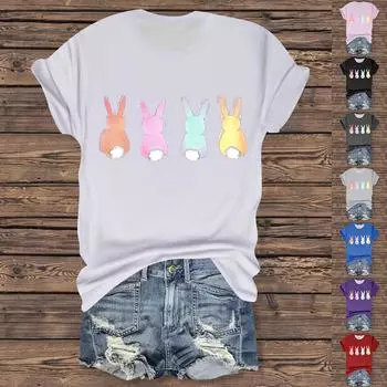 Женская повседневная футболка с принтом «Пасха», круглый вырез, пуловер, короткий рукав L чёрный