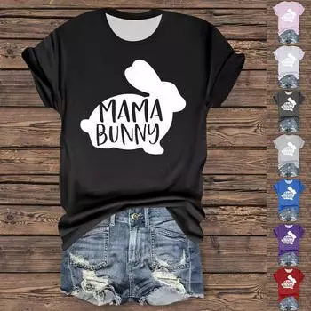 Женская повседневная футболка с принтом «Пасха», круглый вырез, пуловер, короткий рукав L чёрный