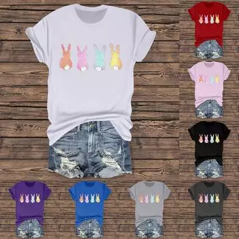 Женская повседневная футболка с принтом «Пасха», круглый вырез, пуловер, короткий рукав XXXL