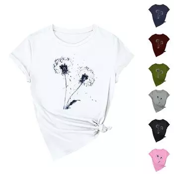 Женская повседневная футболка с принтом подсолнухов Street Slim Fit с коротким рукавом L армия зеленый