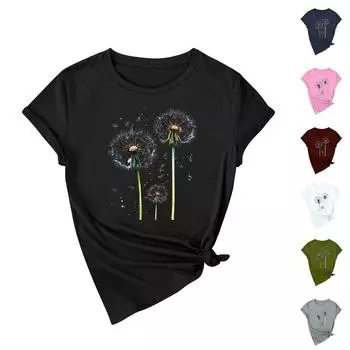 Женская повседневная футболка с принтом подсолнухов Street Slim Fit с коротким рукавом L армия зеленый