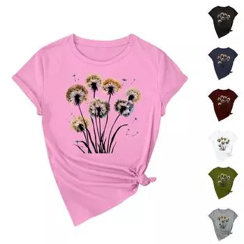 Женская повседневная футболка с принтом подсолнухов Street Slim Fit с коротким рукавом XXL розовый