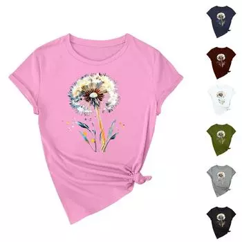 Женская повседневная футболка с принтом подсолнухов Street Slim Fit с коротким рукавом M белый