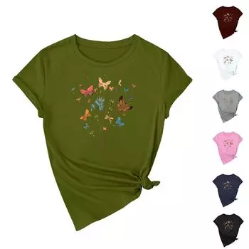 Женская повседневная футболка с принтом подсолнухов Street Slim Fit с коротким рукавом L