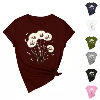 Женская повседневная футболка с принтом подсолнухов Street Slim Fit с коротким рукавом XL