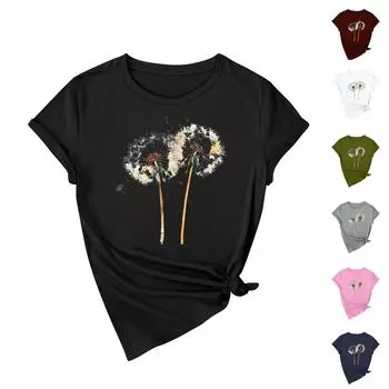 Женская повседневная футболка с принтом подсолнухов Street Slim Fit с коротким рукавом M