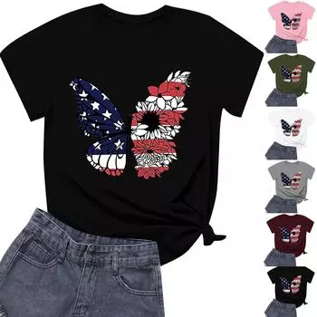 Женская повседневная футболка с принтом подсолнухов Street Slim Fit с коротким рукавом M красный