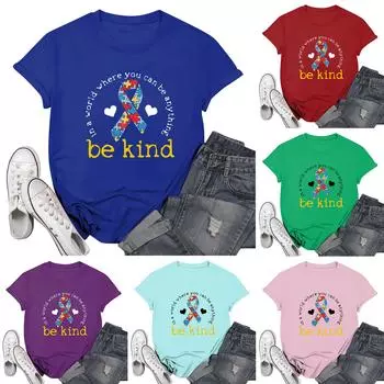 Женская повседневная футболка с принтом, пуловер с круглым вырезом, топ с короткими рукавами XXL