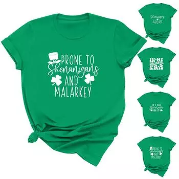 Женская повседневная футболка с принтом, пуловер с круглым вырезом, топ с короткими рукавами S