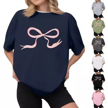 Женская повседневная футболка с принтом, пуловер с круглым вырезом, топ с короткими рукавами XXL