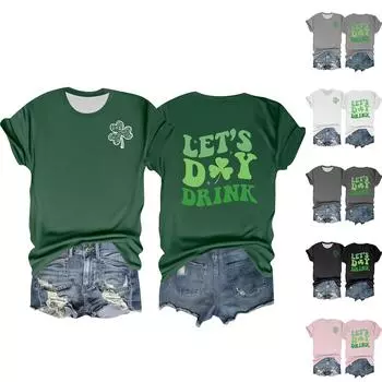 Женская повседневная футболка с принтом, пуловер с круглым вырезом, топ с короткими рукавами S