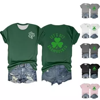 Женская повседневная футболка с принтом, пуловер с круглым вырезом, топ с короткими рукавами XL