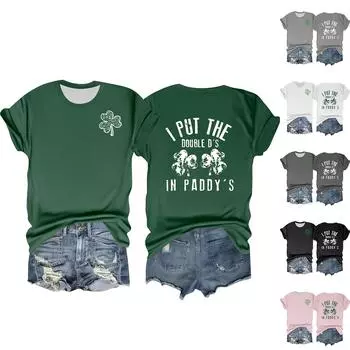 Женская повседневная футболка с принтом, пуловер с круглым вырезом, топ с короткими рукавами M