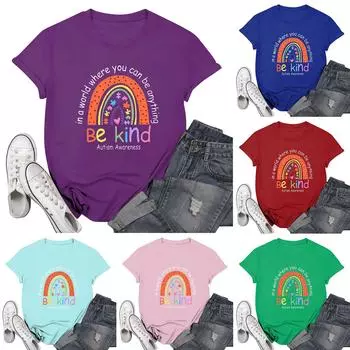 Женская повседневная футболка с принтом, пуловер с круглым вырезом, топ с короткими рукавами XXXL красный