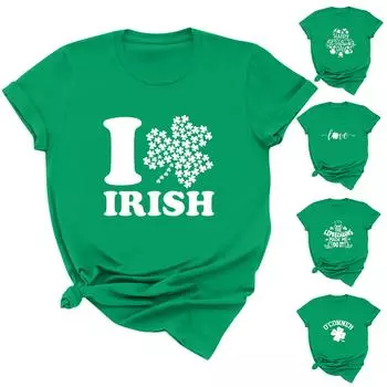 Женская повседневная футболка с принтом, пуловер с круглым вырезом, топ с короткими рукавами L армия зеленый