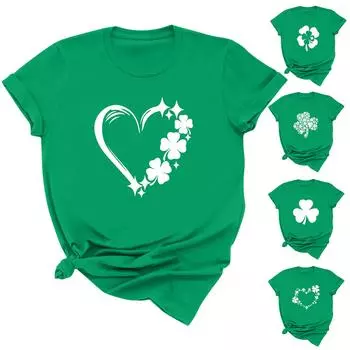 Женская повседневная футболка с принтом, пуловер с круглым вырезом, топ с короткими рукавами L армия зеленый