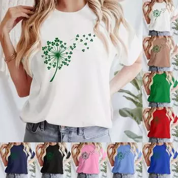 Женская повседневная футболка с принтом, пуловер с круглым вырезом, топ с короткими рукавами M