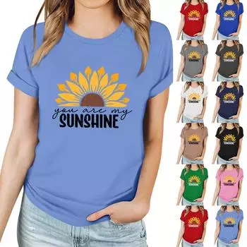 Женская повседневная футболка с принтом, пуловер с круглым вырезом, топ с короткими рукавами XXXL