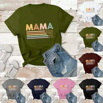 Женская повседневная футболка с принтом, пуловер с круглым вырезом, топ с короткими рукавами L винный