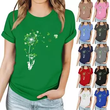 Женская повседневная футболка с принтом, пуловер с круглым вырезом, топ с короткими рукавами XL