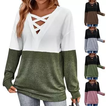 Женская повседневная футболка с v-образным вырезом и контрастной вставкой с заниженными плечами и рукавами XXL розовый