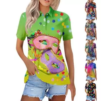 Женская повседневная футболка с v-образным вырезом и коротким рукавом с цветочным принтом и декоративными пуговицами, топ L чёрный