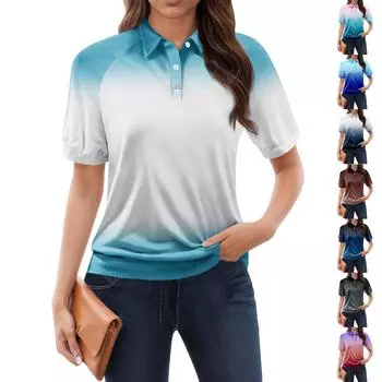 Женская повседневная футболка с v-образным вырезом и коротким рукавом с цветочным принтом и декоративными пуговицами, топ L