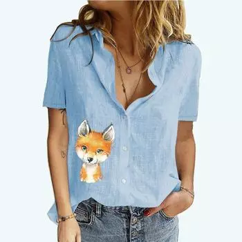 Женская повседневная футболка с воротником с лацканами, летняя и осенняя модная футболка с принтом, женский хлопковый льняной топ, кардиган, блузки с короткими рукавами S белый