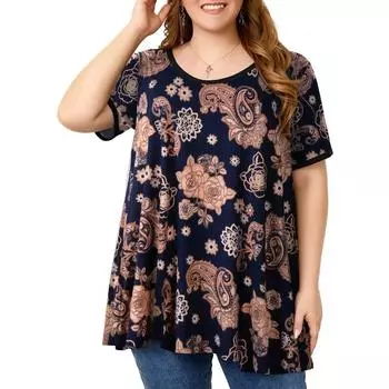 Женская повседневная футболка свободного кроя с круглым вырезом и короткими рукавами, размер плюс 7XL хаки